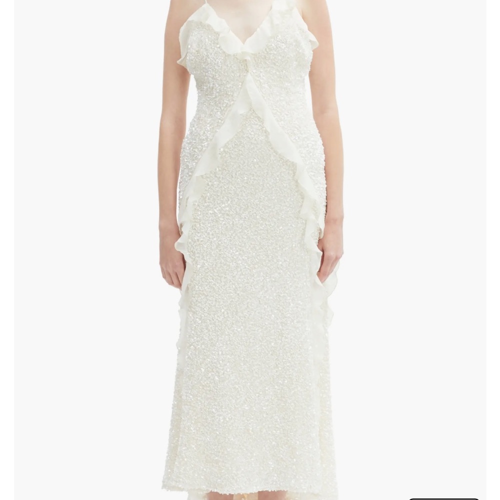 Bardot White Sequin Midi Dress